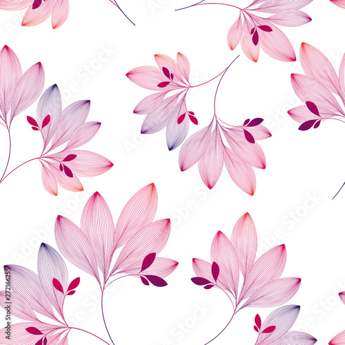 Seamless pattern with abstract leaves and branches. Abstract floral background for wallpaper, wrapping paper, packaging.