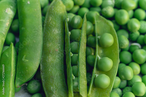 fresh green peas in a pod