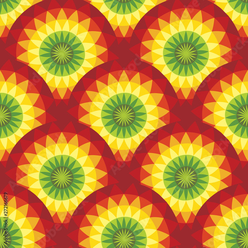 Sunshine seamless pattern in reggae music colors