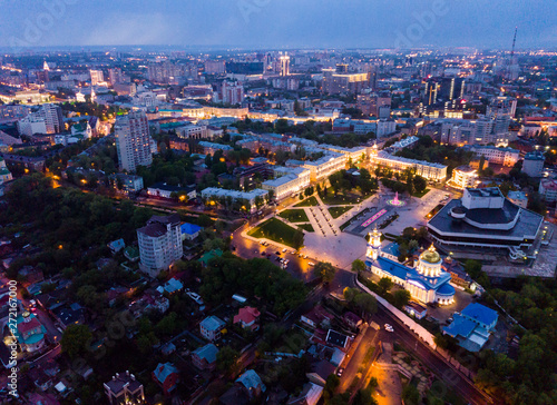Night aerial view of Voronezh
