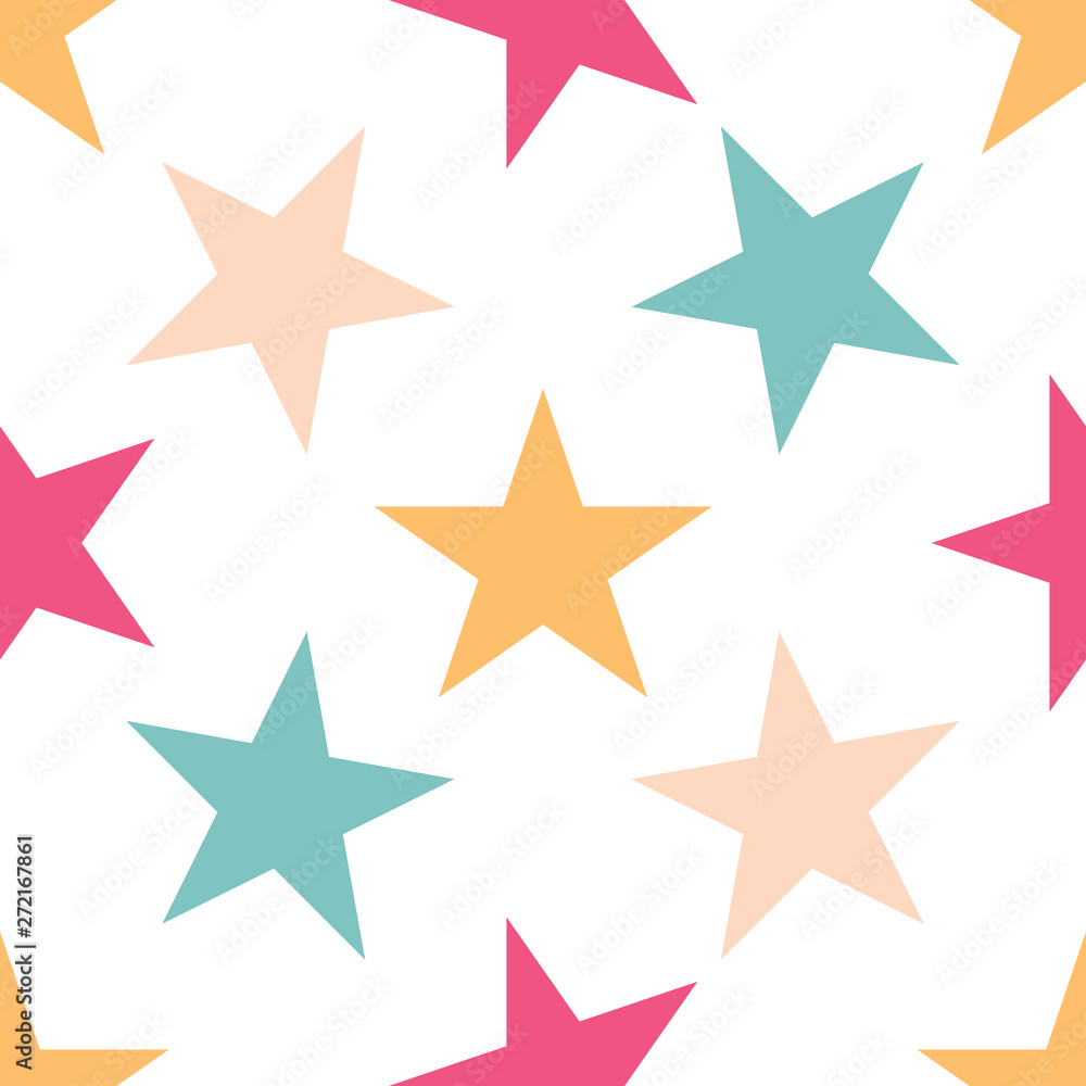 Obraz premium Seamless pattern with stars on white background. Vector illustration.