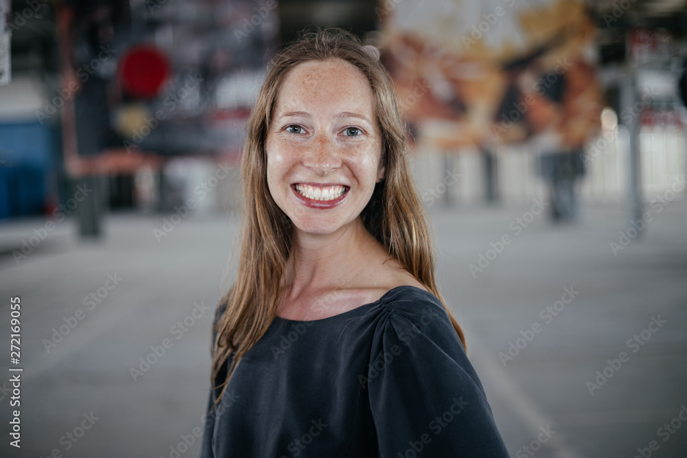 portrait of young woman in the city