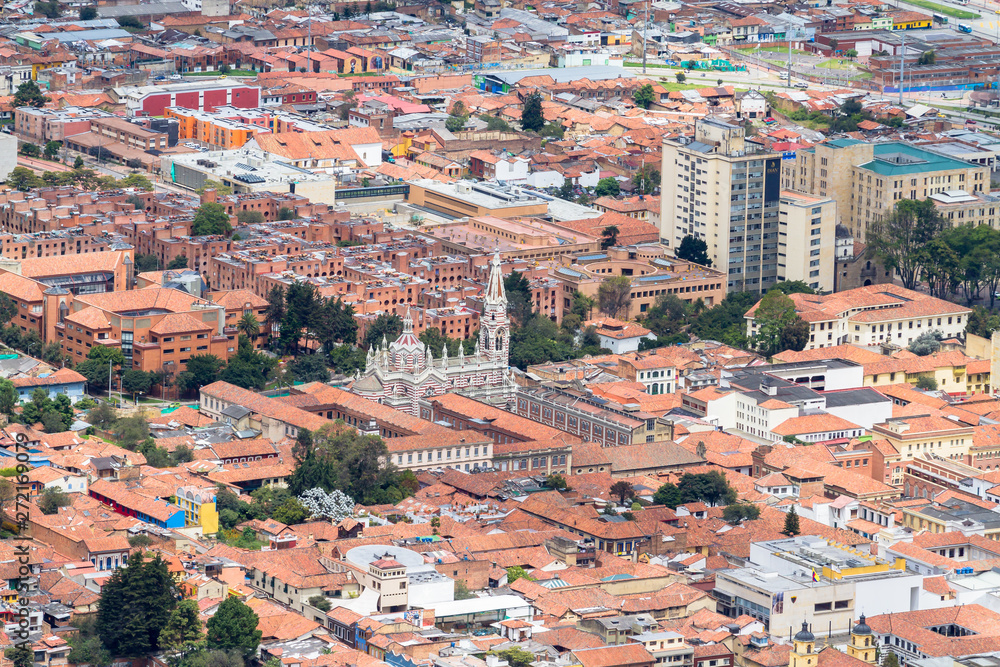 Aerial view of church in Bogota, Colombia