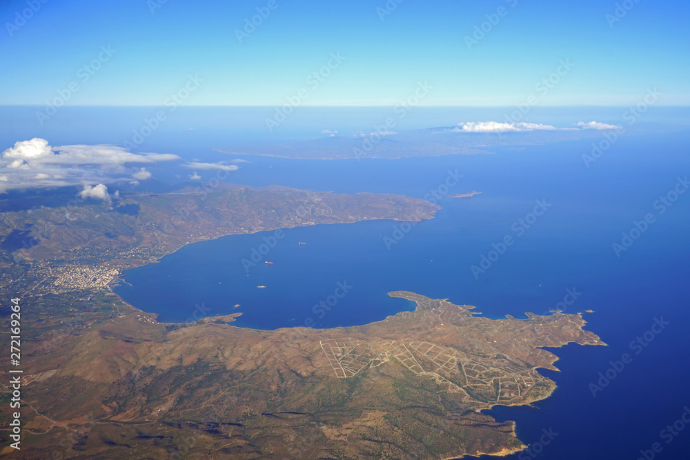 Aerial view of Karystos (Carystus) on the island of Euboea in Greece