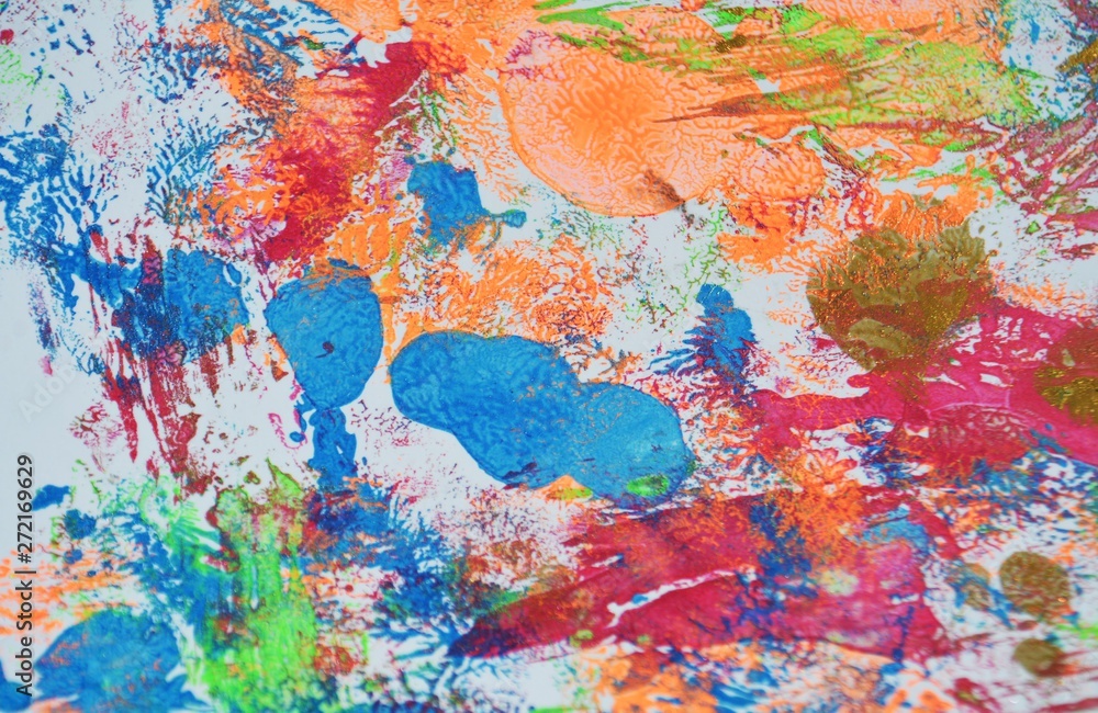 Orange blue red paint watercolor abstract background