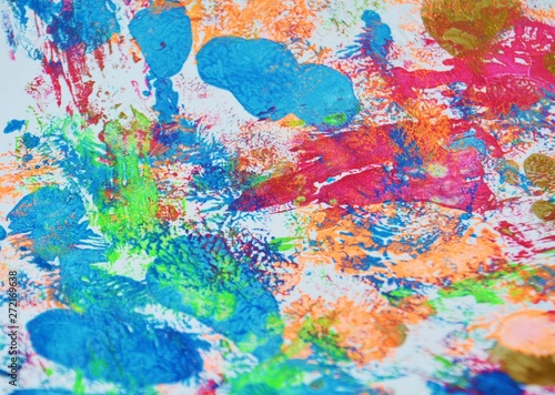 Orange blue red paint watercolor abstract background