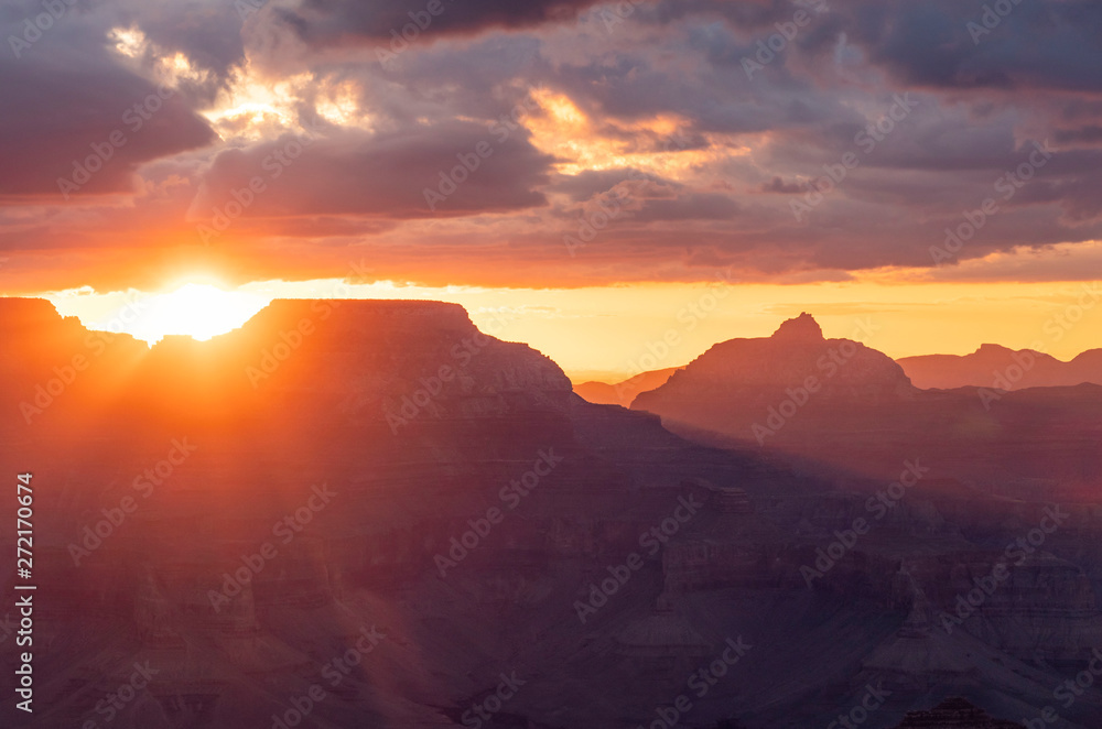 Sunrise Over Grand Canyon National Park With Clouds at Yavapai Point