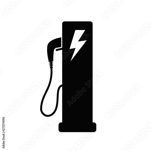 Electrical charging station symbol, electric car. Electric vehicle charging station road sign – vector for stock