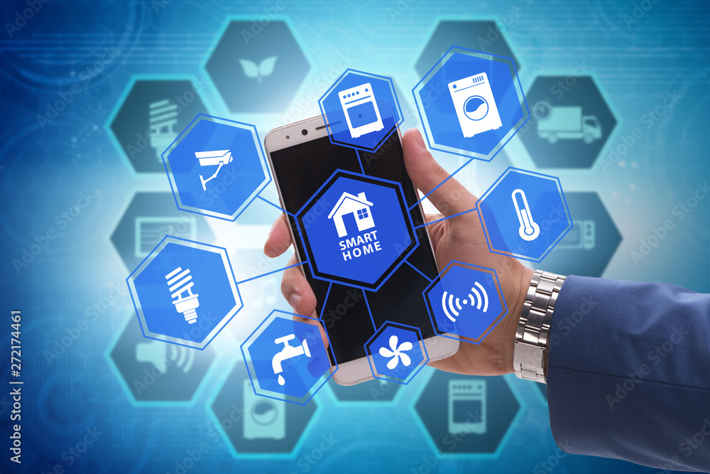 Smart home concept with devices and appliances Smart home concept with devices and appliances
