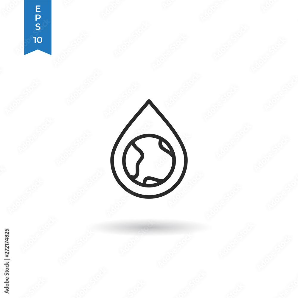 Earth planet in water drop vector icon Earth planet in water drop vector icon