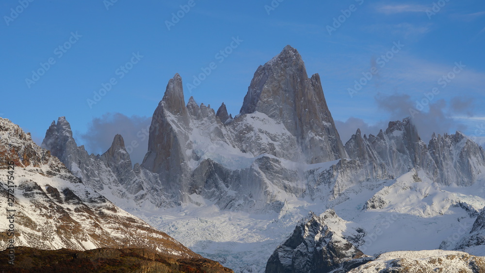 Peak of the Mount Fitz Roy in Patagonia in Argentina.