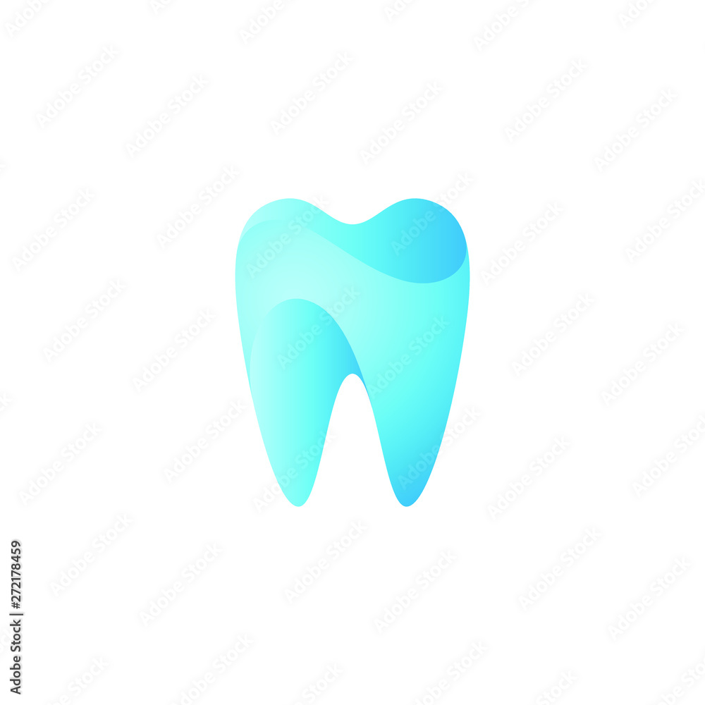 Modern Unique Tooth Dental Health Icon Logo with Blue Color for Pediatric Dentistry Family Dentist and High End Look