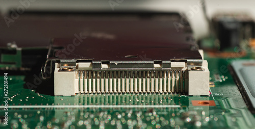 Macro photo of laptop chip with space for writing