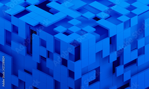 Abstract 3d render, modern background with cubes, geometric design