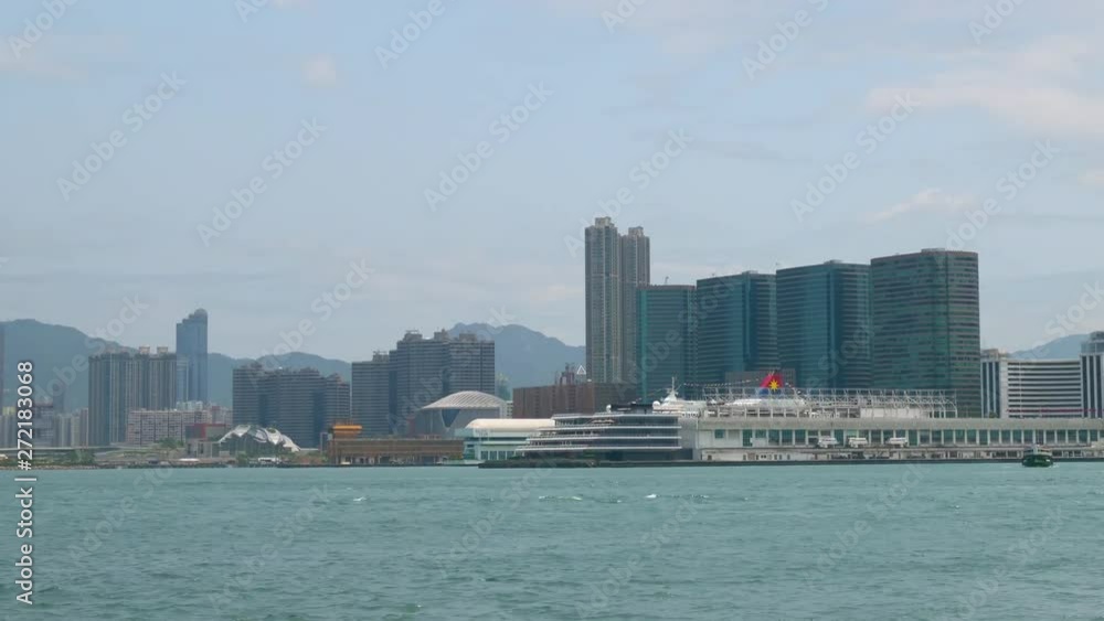Time lapse of boat movement in Victoria Harbour at Hong Kong cityscape Time lapse of boat movement in Victoria Harbour at Hong Kong cityscape