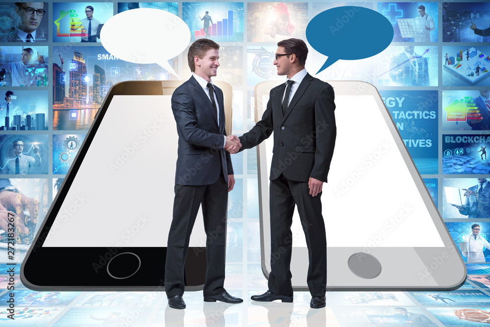 Concept of communication with businessmen handshaking