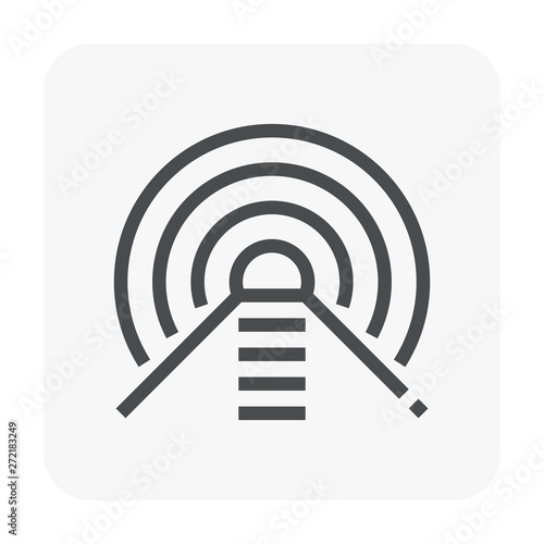 Tunnel vector icon. May called entrance, pathway, underpass or route with railroad track for transportation, train, subway. Construction and investigations from geotechnical engineering and geology.