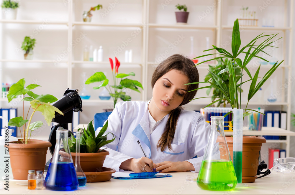 Young beautiful biotechnology chemist working in the lab Young beautiful biotechnology chemist working in the lab