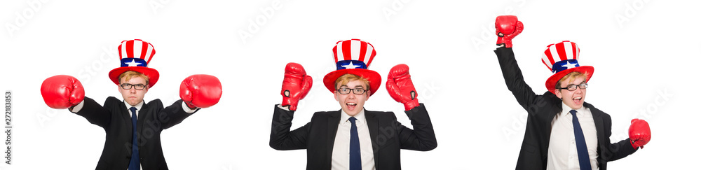 Man wearing hat with american symbols Man wearing hat with american symbols