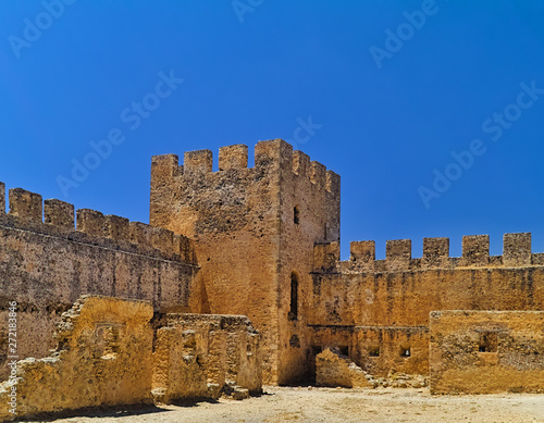 Fragocastelo castle in Crete island, Greece. Bright summer day, clear blue sky. photo