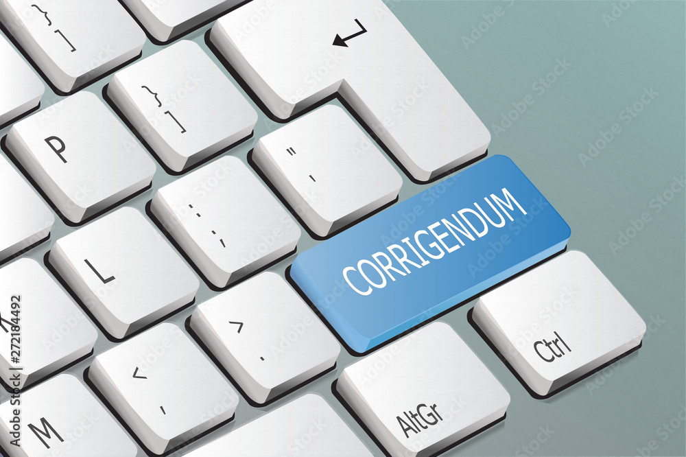 corrigendum written on the keyboard button - obrazy, fototapety, plakaty 