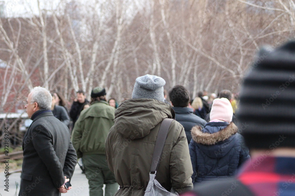 Crowd Walking in the Cold Weather