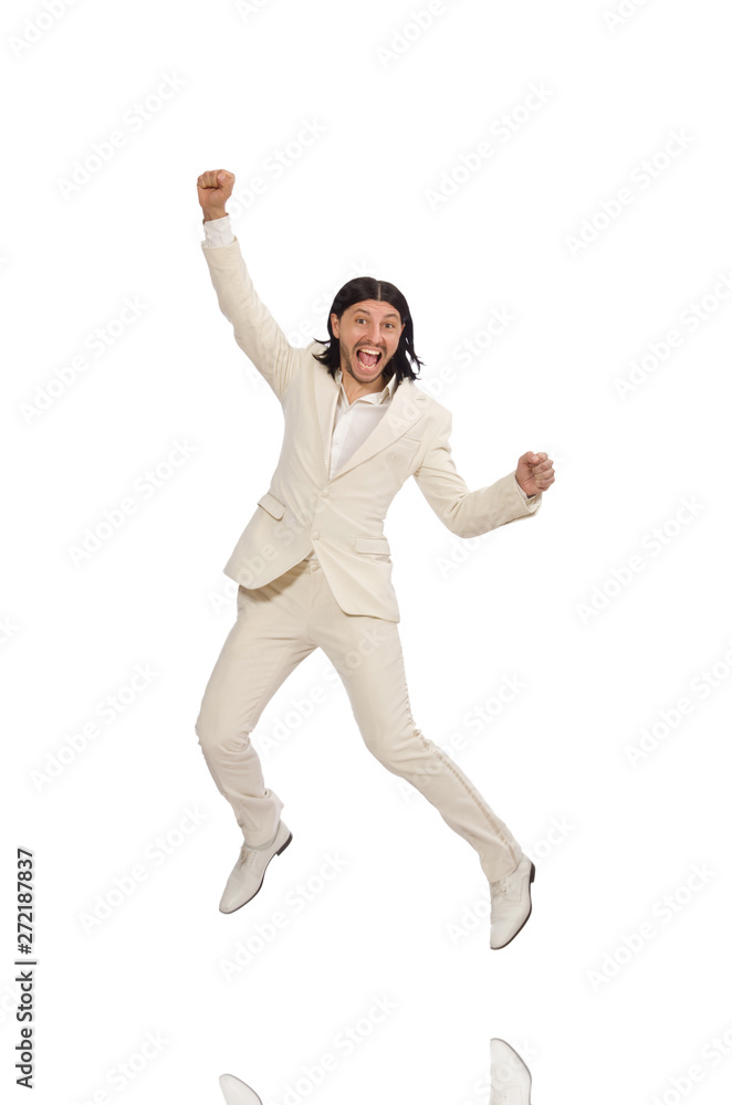 Man in funny concept isolated on white Man in funny concept isolated on white