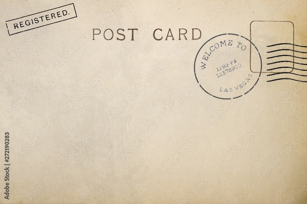 Backside of postcard with dirty stain Backside of postcard with dirty stain