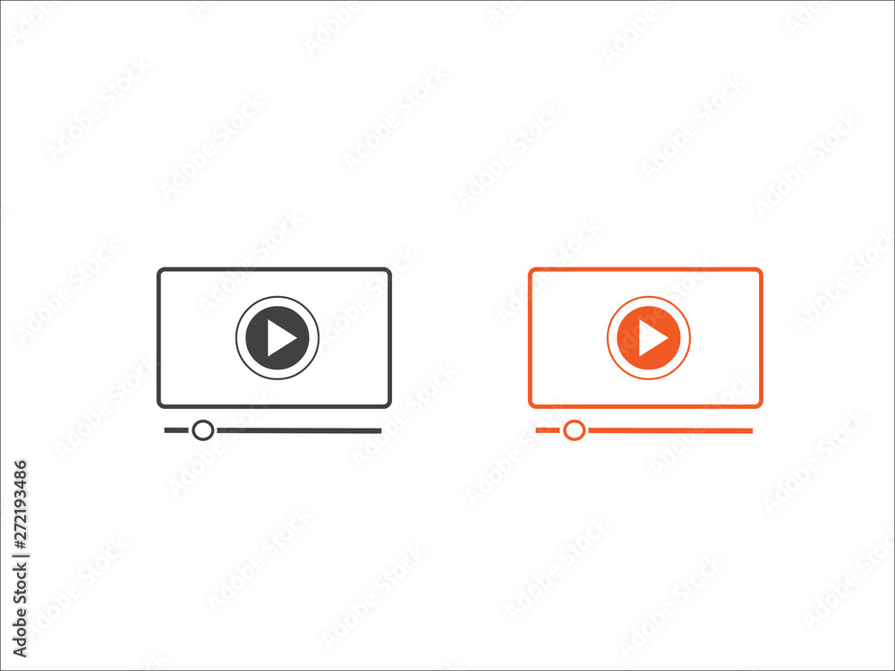 button play video on Desktop icon isolated on transparent background. button play video on Desktop icon isolated on transparent background.