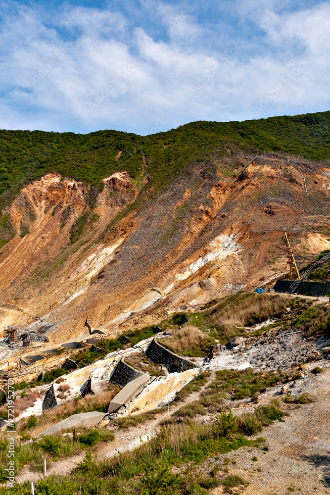 Owakudani, which means great bubbling valley, in Hakone, Japan Owakudani, which means great bubbling valley, in Hakone, Japan