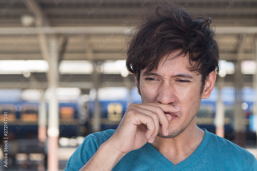 man smelling bad odor, something stinks man smelling bad odor, something stinks