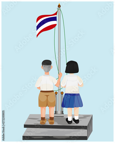 thai students with flag vector design