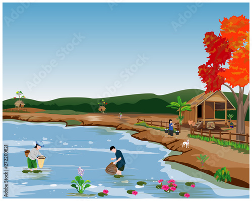 lifestyle of people at countryside vector design