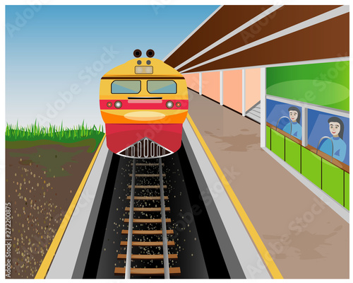 the train at platform vector design