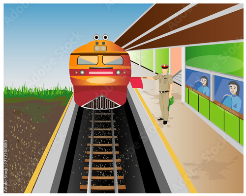 the train at platform vector design