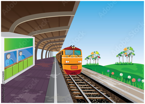 the train at platform vector design