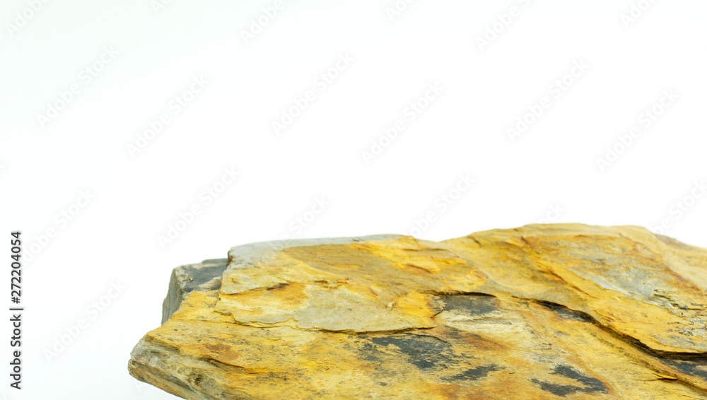 Rocky mountain cliff isolated on white background, construction work decorate large buildings, Blank for design.