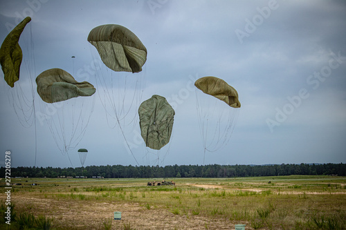 parachutes deflate as landing of heavy drop
