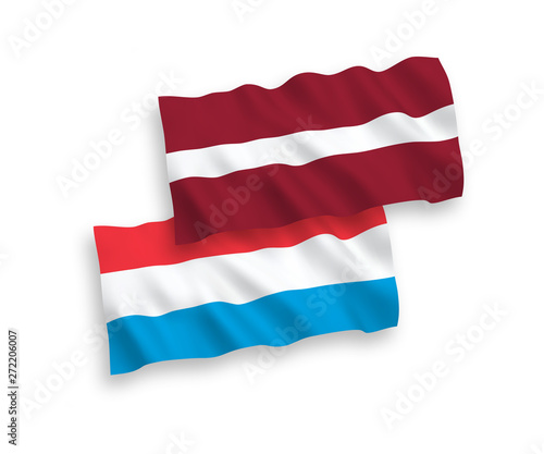 National vector fabric wave flags of Latvia and Luxembourg isolated on white background. 1 to 2 proportion. Free Download National vector fabric wave flags of Latvia and Luxembourg isolated on white background. 1 to 2 proportion. - GFXLoad