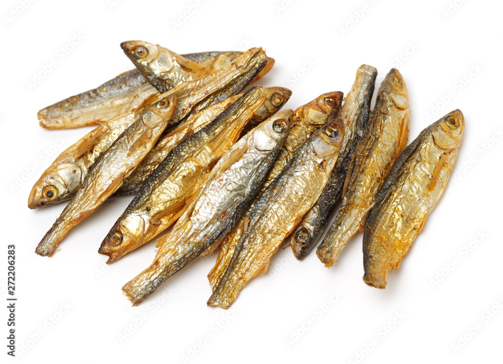 dried fishes isolated on white background dried fishes isolated on white background