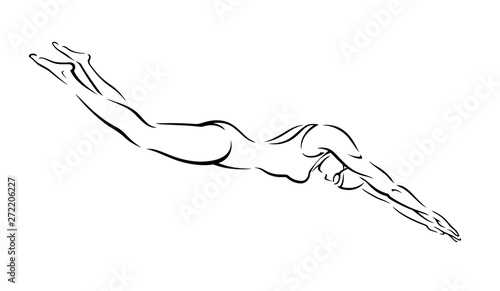 Female Dive Line Art