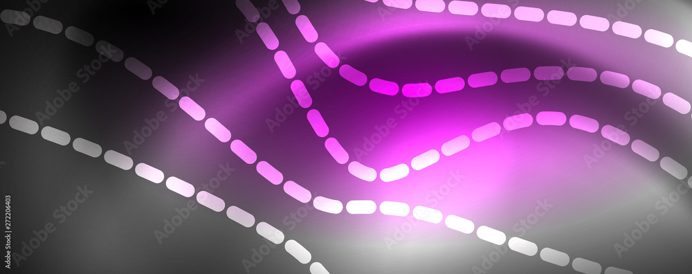 Neon vector wave lines abstract background, magic futuristic techno design