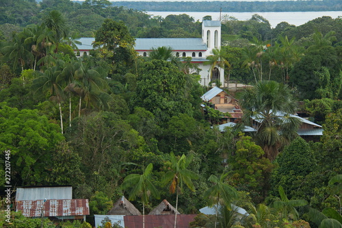 View of village Puerto Narino at Amazonas river in Colombia from the lookout Mirador Naipata © kstipek