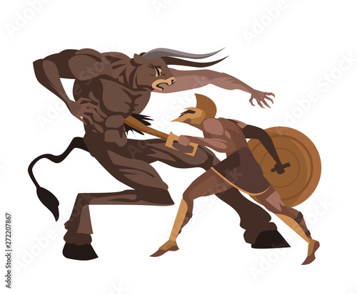 theseus killing the creature minotaur greek mythology tale