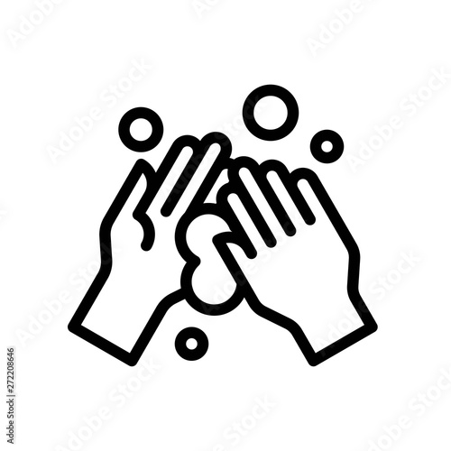 Hand washing vector illustration, Hygiene line style icon