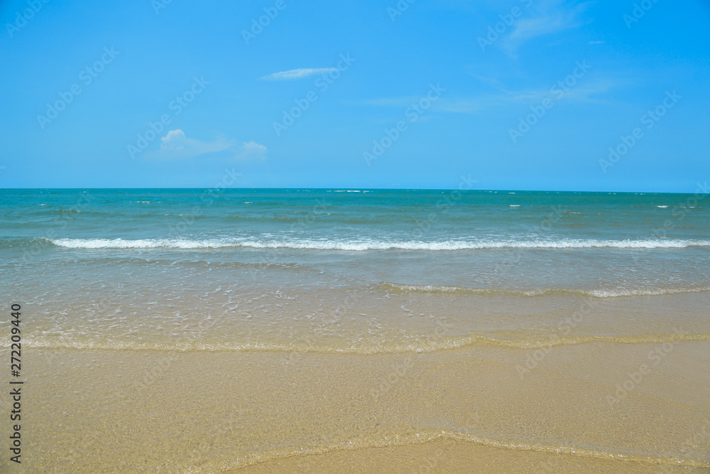 Beach blue ocean and sky background ,Summer Concept .