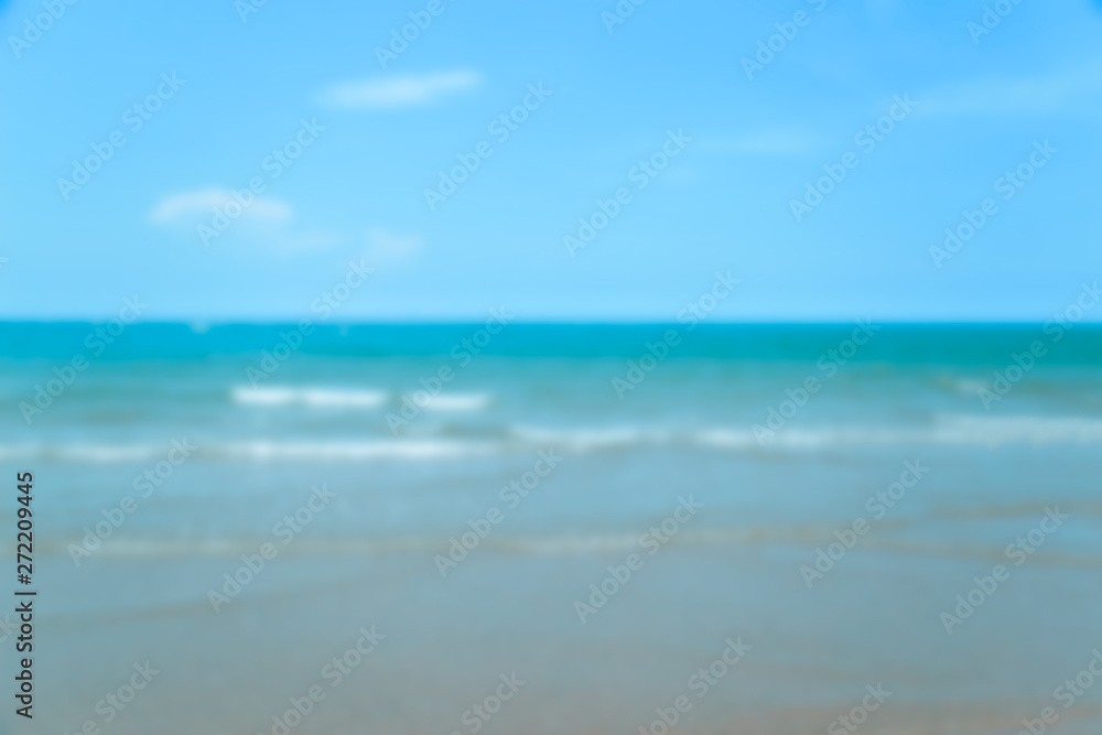 Fototapeta premium Beach blue ocean and sky background ,Summer Concept .