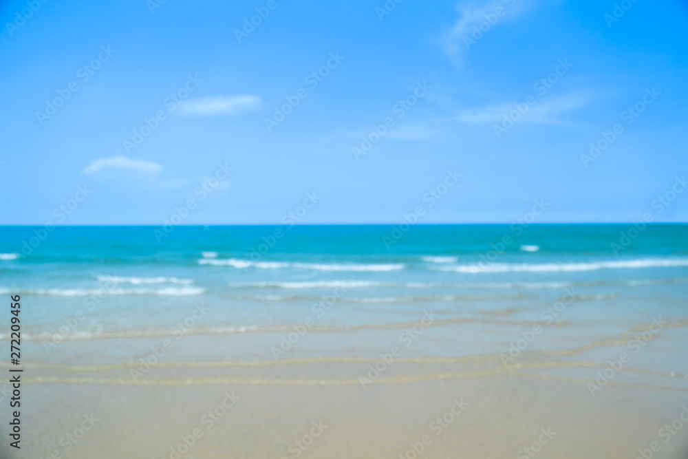 Beach  blue ocean and sky background ,Summer Concept .