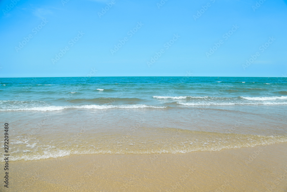 Beach blue ocean and sky background ,Summer Concept . Beach blue ocean and sky background ,Summer Concept .