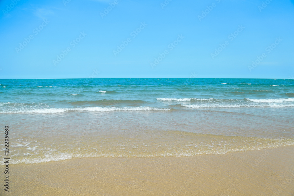 Beach blue ocean and sky background ,Summer Concept .